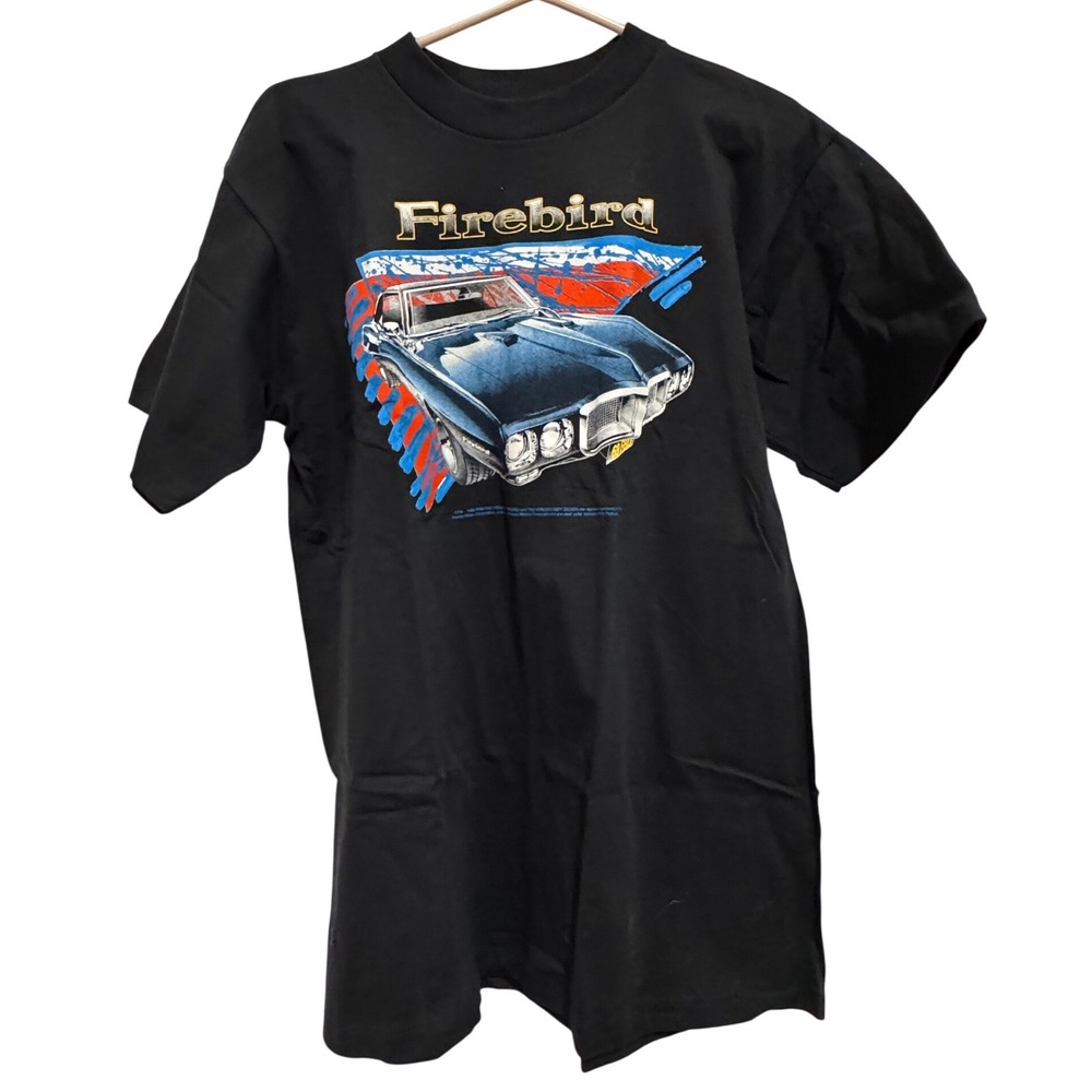 Vintage Pontiac Firebird T Shirt Delta Cotton USA Black Graphic Tee Mens Large‎